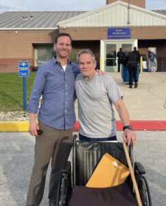 Justin Brown with Allen Finke the day he was freed.